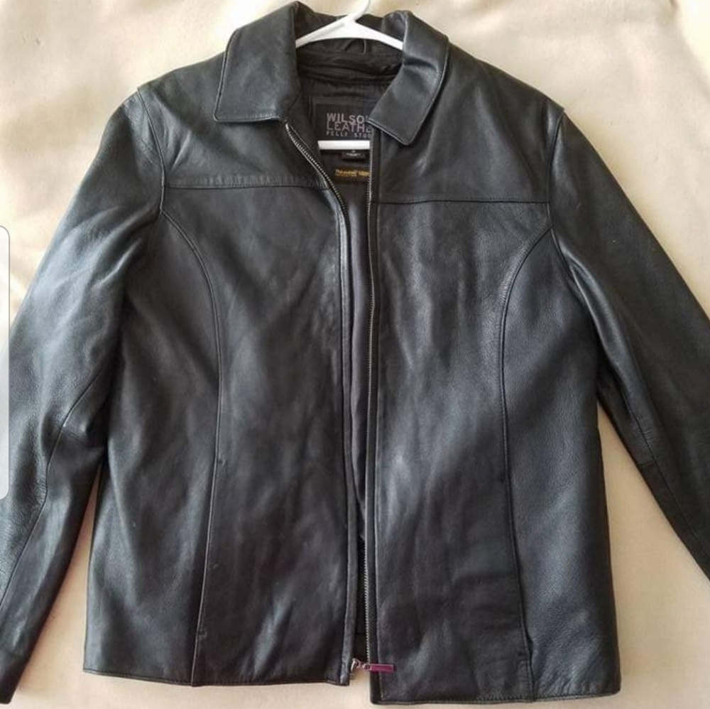 Black leather coat
